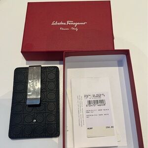 Salvatore Ferragamo Black Embossed Money Clip